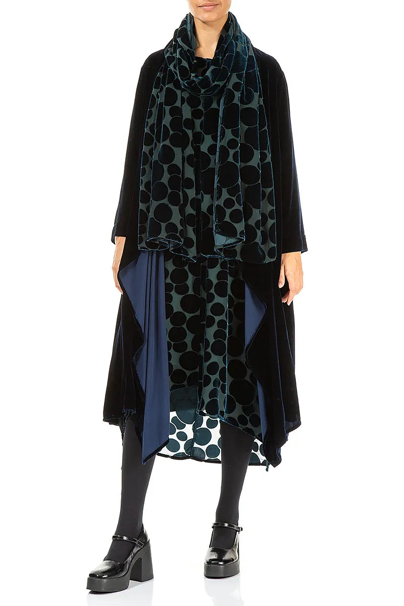 Devoré Bubbles Peacock Silk Velvet Scarf