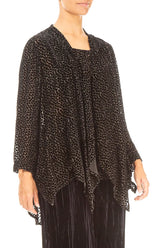 Devoré Dot Forest Brown Silk Velvet Jacket - Blouse 3