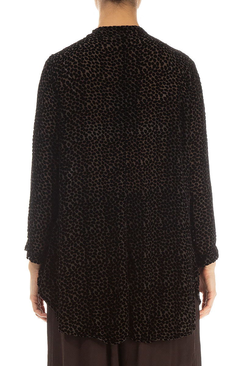 Devoré Dot Forest Brown Velvet Jacket - Blouse 2