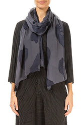 Devoré Leaves Slate Blue Silk Scarf 1