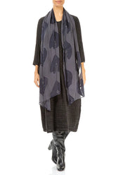 Devoré Leaves Slate Blue Silk Scarf 2