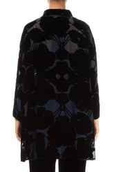 Devoré Pattern Midnight Blue Silk Velvet Shirt 2