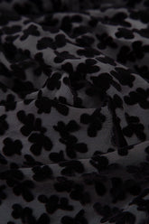 Devoré Petals Black Silk Velvet Scarf 4