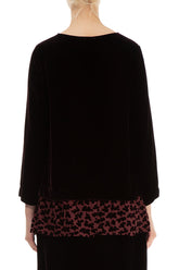 Devoré Petals Maroon Silk Velvet Blouse 2