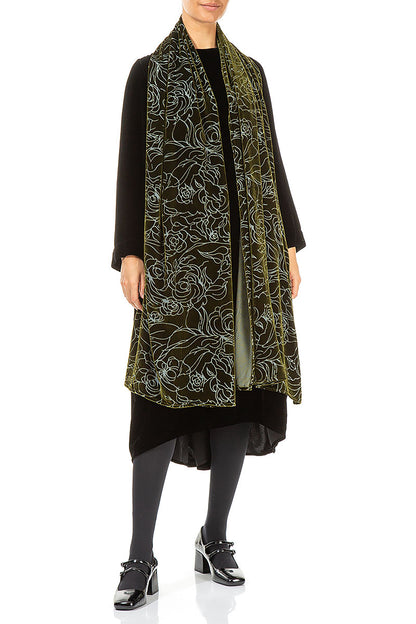 Écharpe en velours de soie Devoré Roses Brume de Forêt