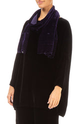 Devoré Stripes Purple Silk Velvet Scarf 3