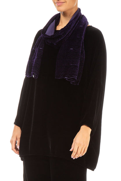 Devoré Stripes Purple Silk Velvet Scarf 3