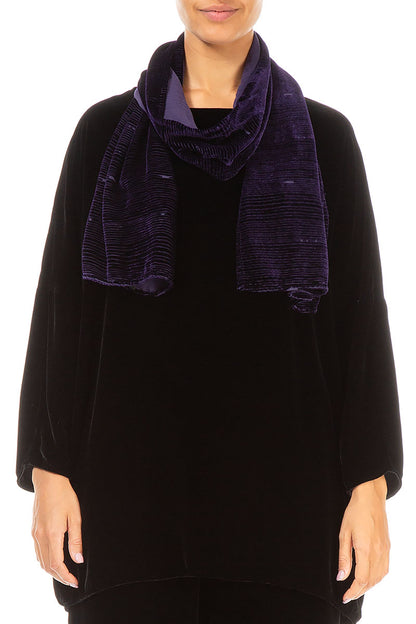 Devoré Stripes Purple Silk Velvet Scarf 1