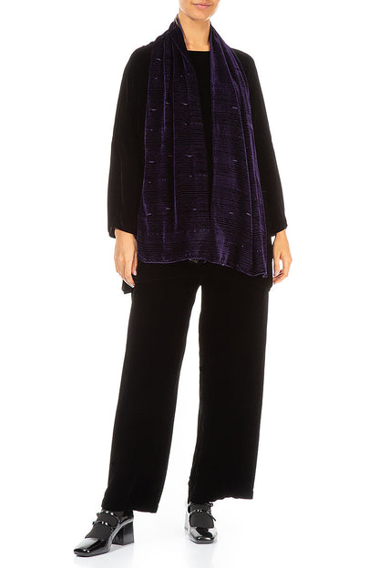 Devoré Stripes Purple Silk Velvet Scarf 2