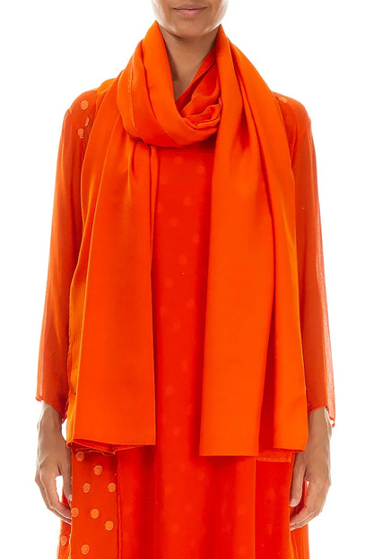 Diagonal Flame Orange Silk Scarf 1