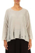 Distressed Hem Beige Wool Sweater 1