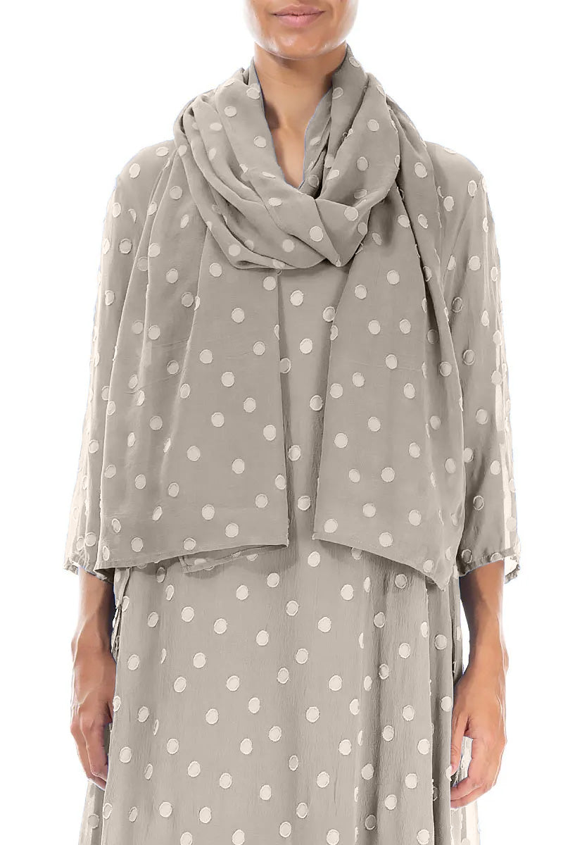 Dotty Beige Silk Scarf