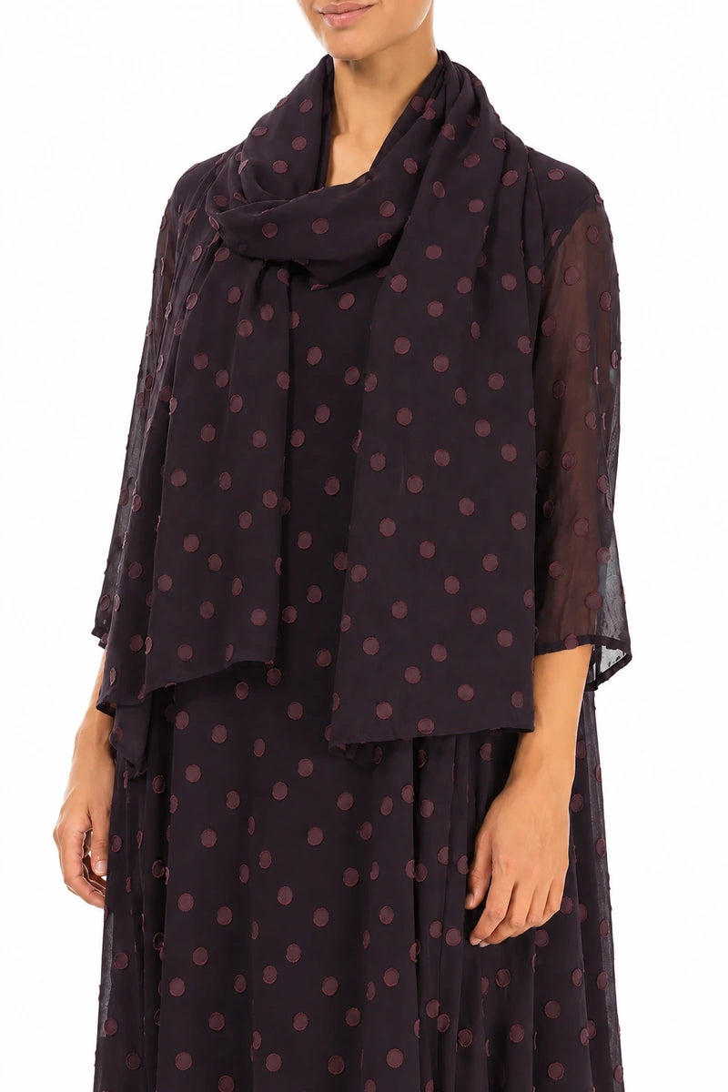 Dotty Deep Plum Silk Scarf 3