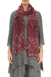 Dotty Frilly Flower Dark Aubergine Silk Scarf 1