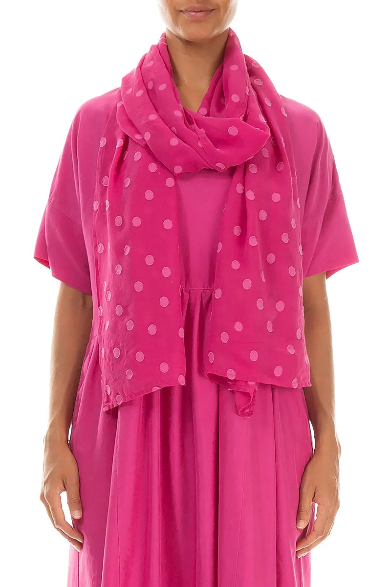 Dotty Fuchsia Silk Scarf 1