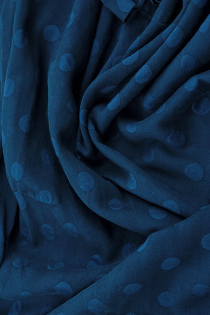 Dotty Royal Blue Balloon Silk Dress 5