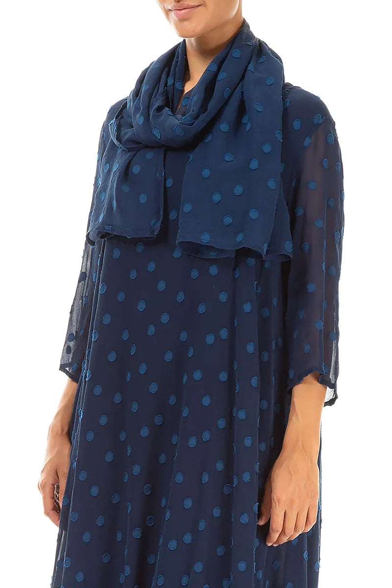 Dotty Royal Blue Silk Scarf 3
