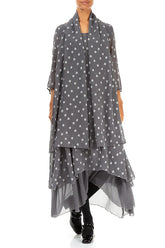 Dotty Grey Silver Silk Scarf 2