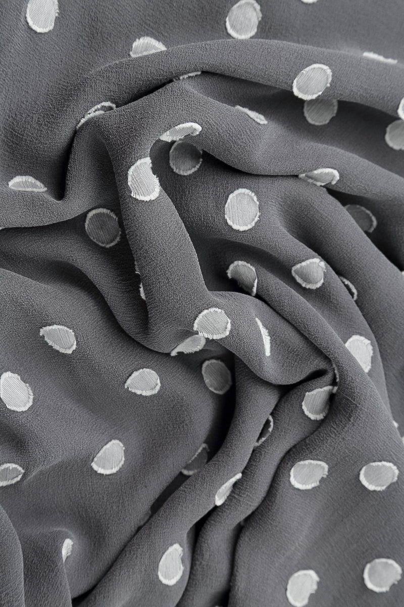 Dotty Grey Silver Silk Scarf 4