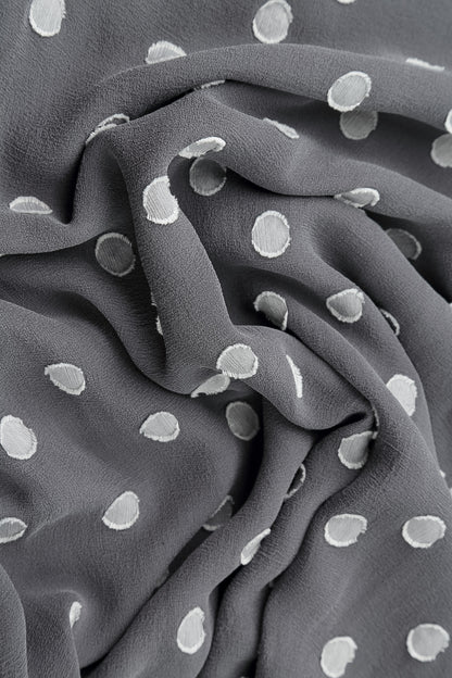 Dotty Grey Silver Silk Scarf 4