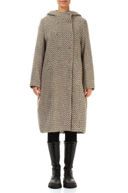 Double Breasted Beige Virgin Wool Coat