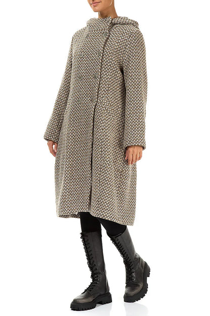 Double Breasted Beige Virgin Wool Coat