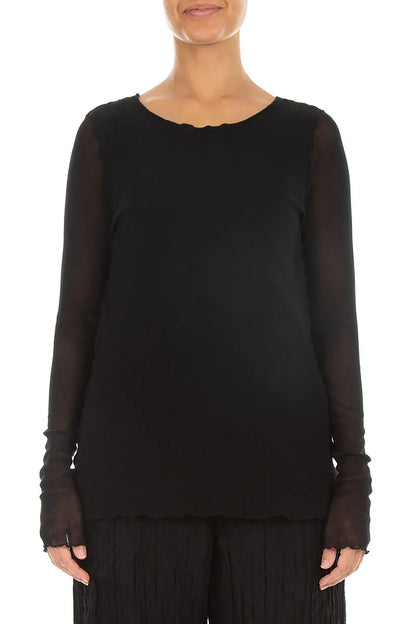 Double Layer Black Mesh Soft Cotton Top