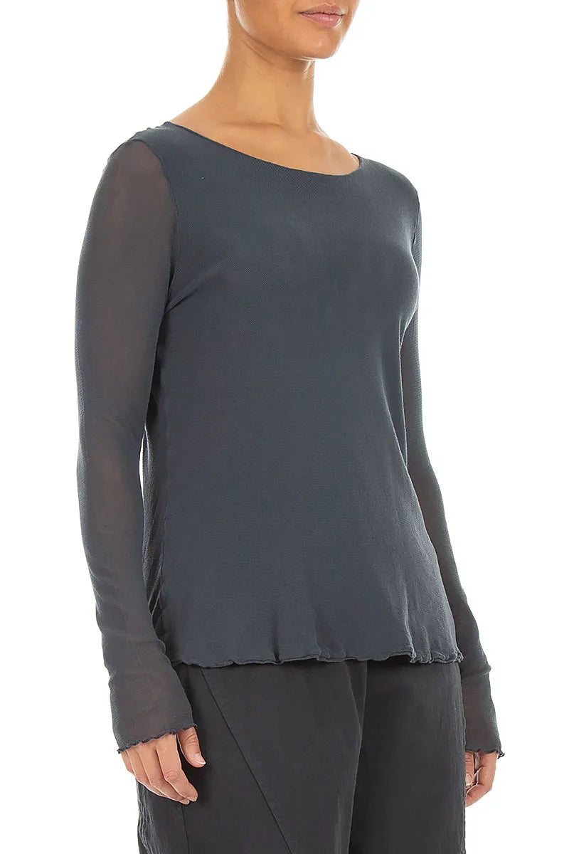 Double Layer Slate Mesh Soft Cotton Top