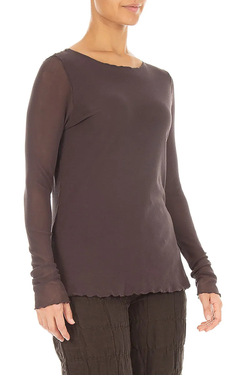 Double Layer Truffle Brown Mesh Soft Cotton Top 3
