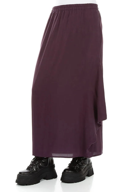 Draped Aubergine Silk Bamboo Skirt 3