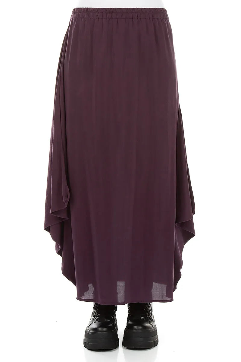 Draped Aubergine Silk Bamboo Skirt 1