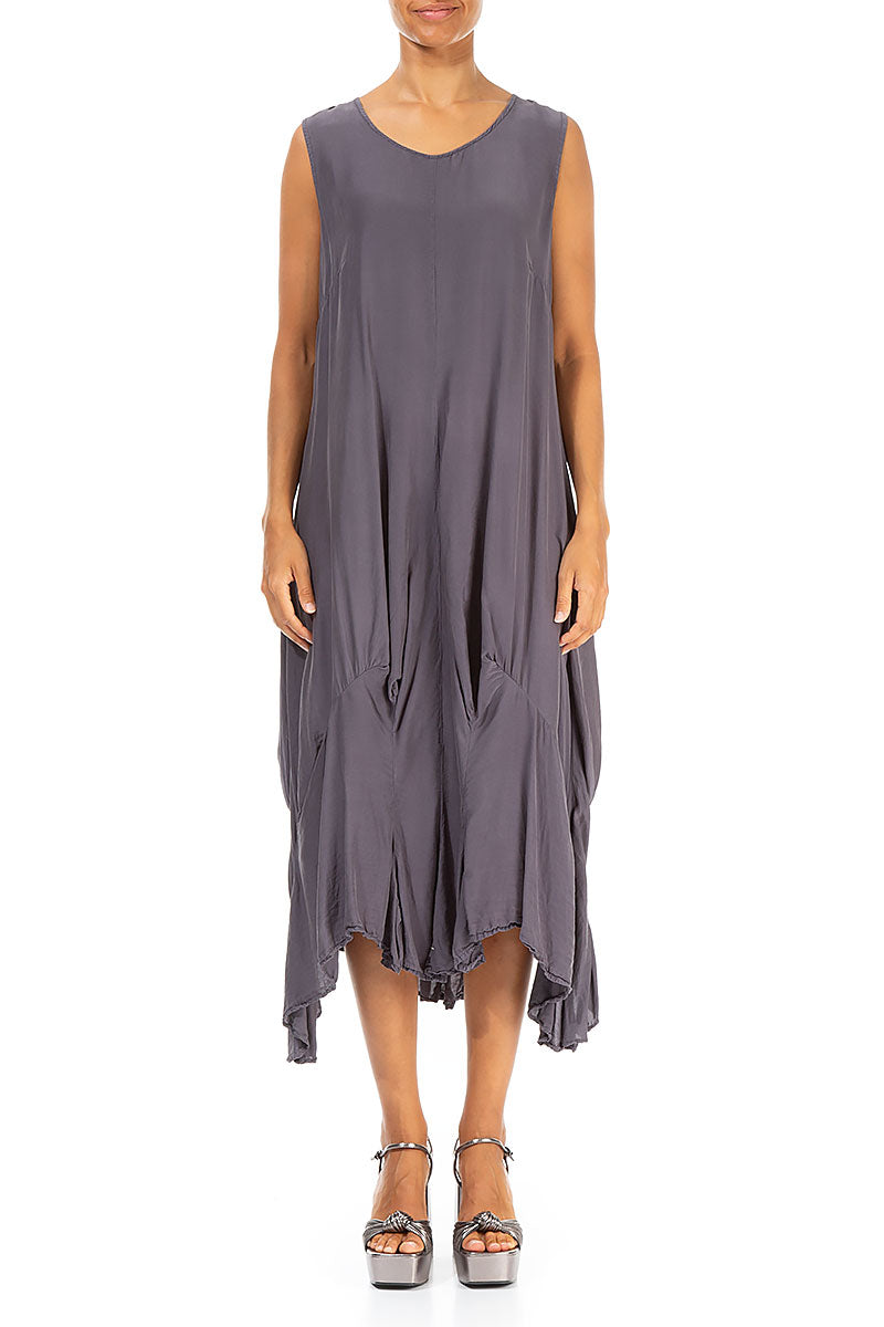 Draped Graphite Silk Bamboo Dress 1