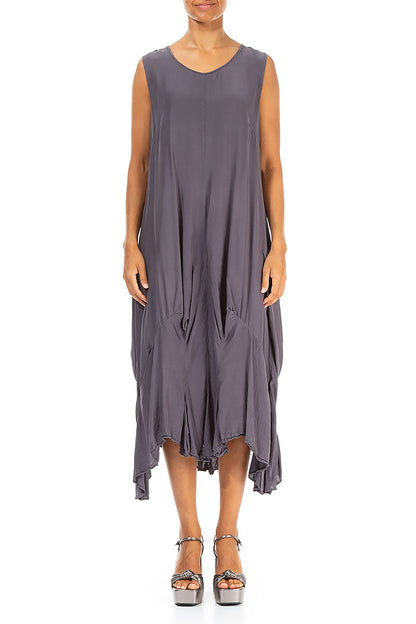 Draped Graphite Silk Bamboo Dress 1