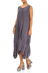 Draped Graphite Silk Bamboo Dress 4