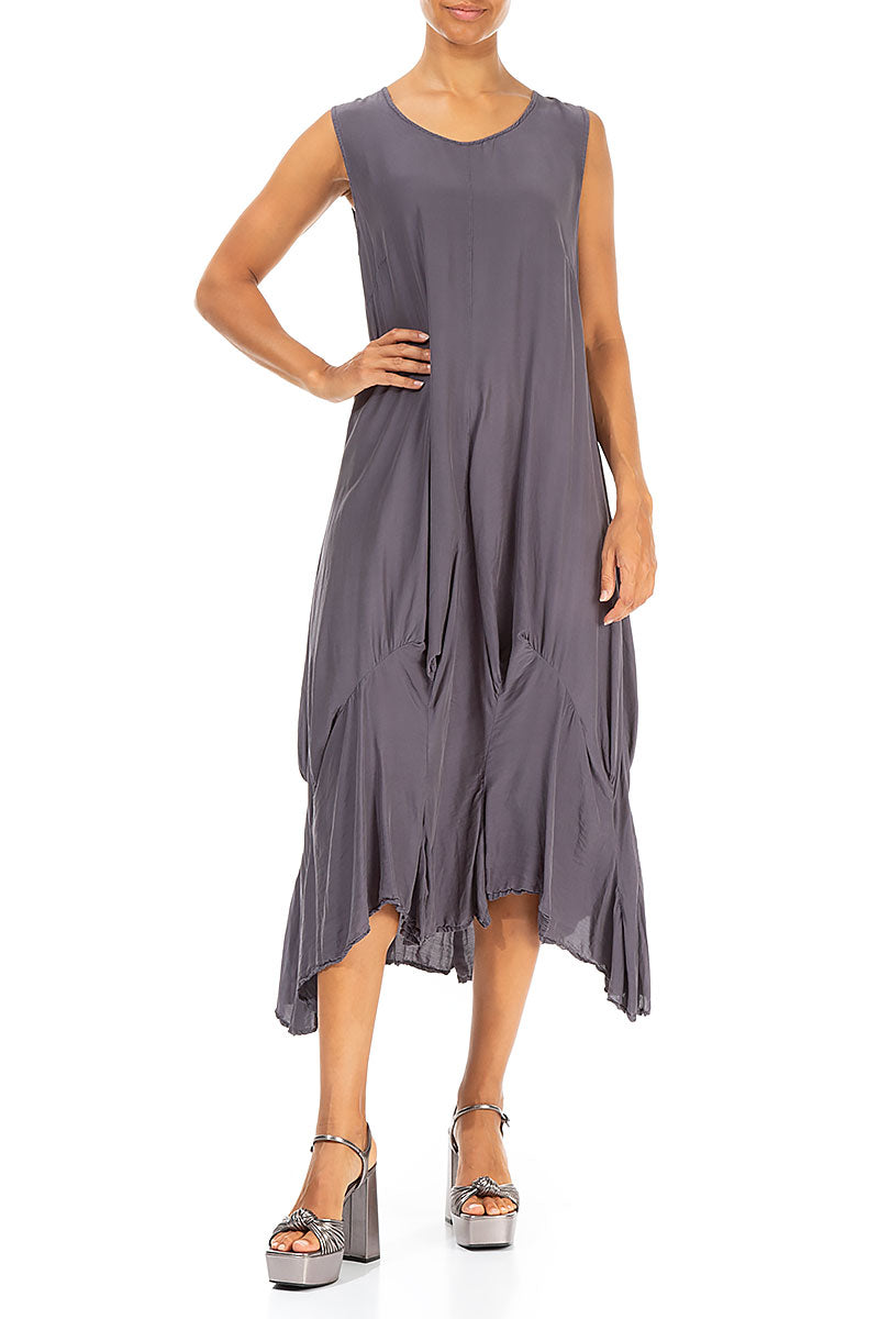 Draped Graphite Silk Bamboo Dress 3