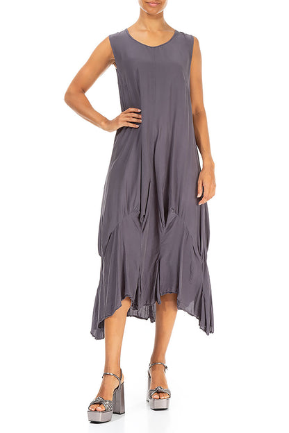 Draped Graphite Silk Bamboo Dress 3