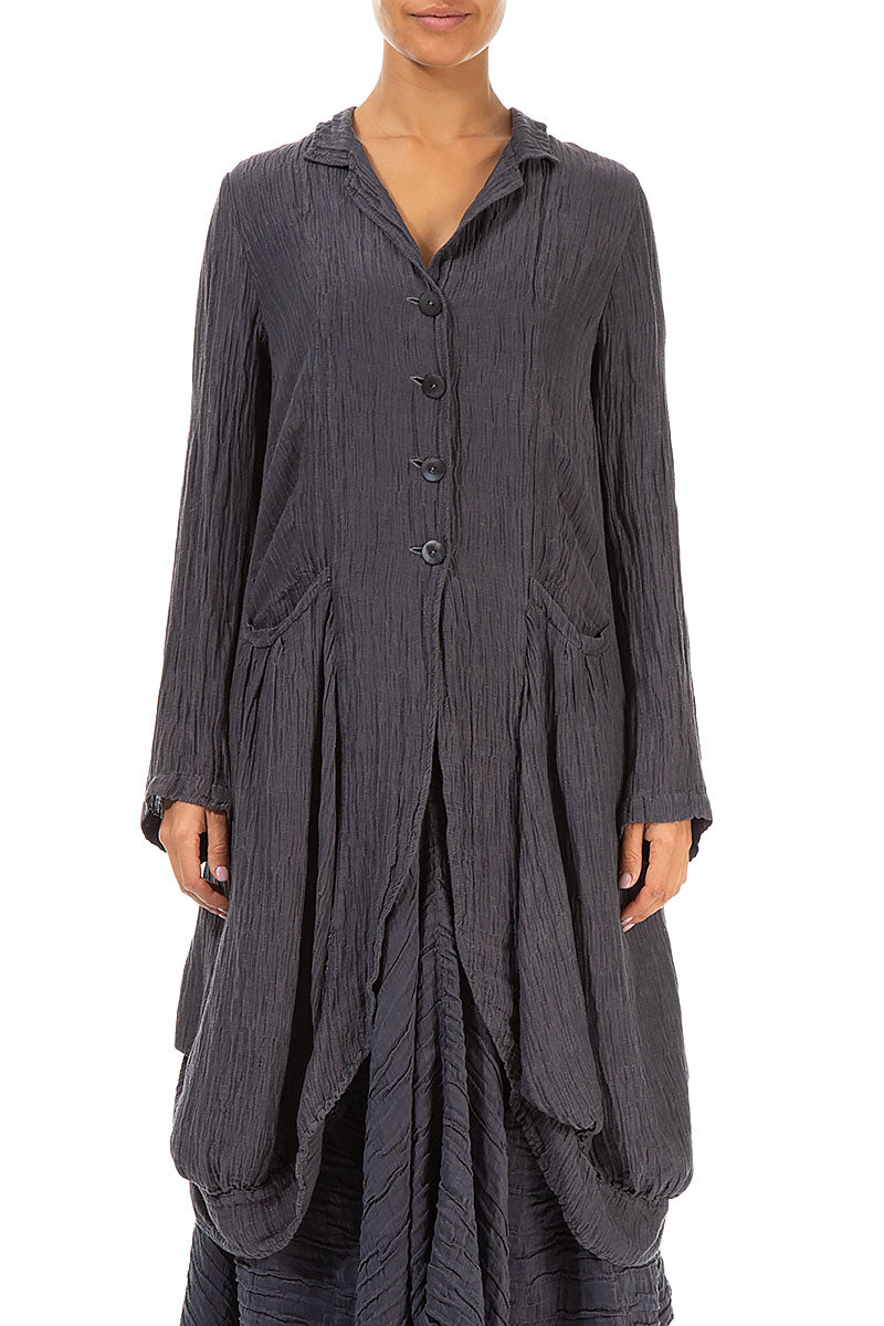 Draped Crinkled Violet Silk Jacket 1
