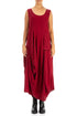 Draped Dark Red Linen Dress 1