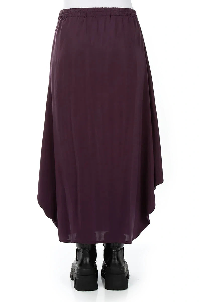 Draped Deep Plum Silk Bamboo Skirt 2