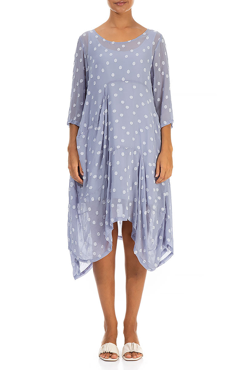 Draped Lavender Dotty Silk Dress 1