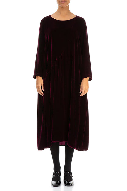 Draped Magenta Silk Velvet Dress 1