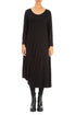 Draped Side Black Viscose Dress 1