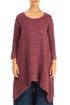 Dropped Edge Antique Ruby Crinkled Silk Tunic 1
