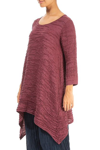 Dropped Edge Antique Ruby Crinkled Silk Tunic 3