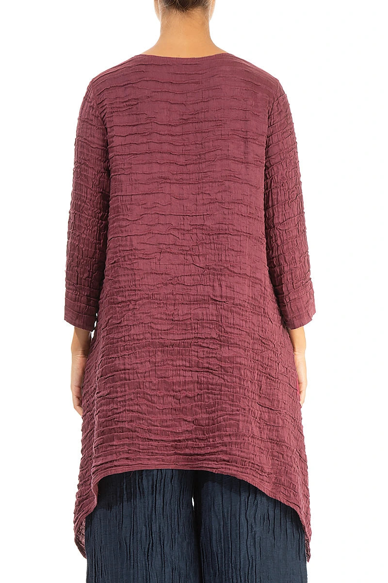 Dropped Edge Antique Ruby Crinkled Silk Tunic 2