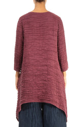 Dropped Edge Antique Ruby Crinkled Silk Tunic 2