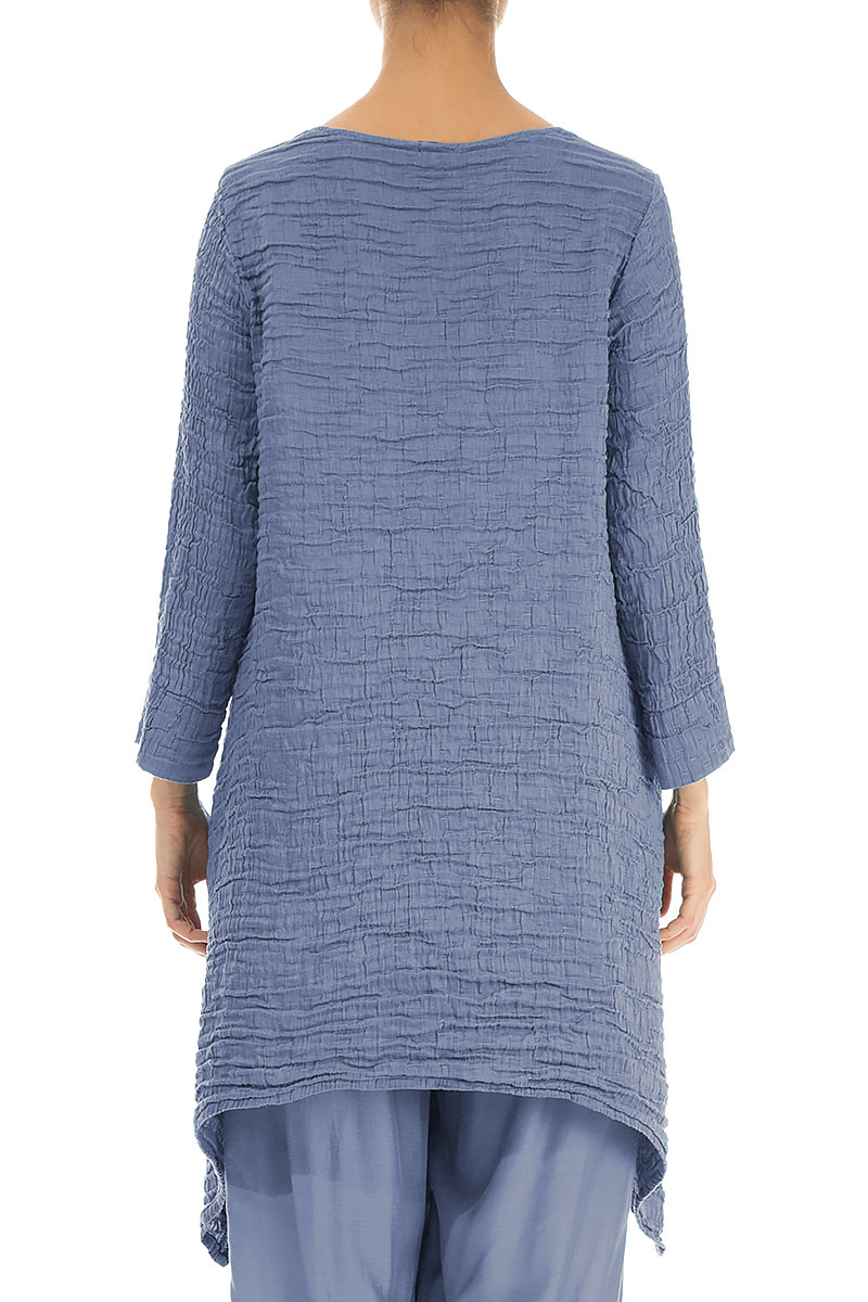Dropped Edge Blue Nova Crinkled Silk Tunic 2