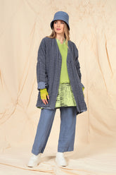 Dropped Edge Blue Nova Lined Handwoven Linen Jacket 8