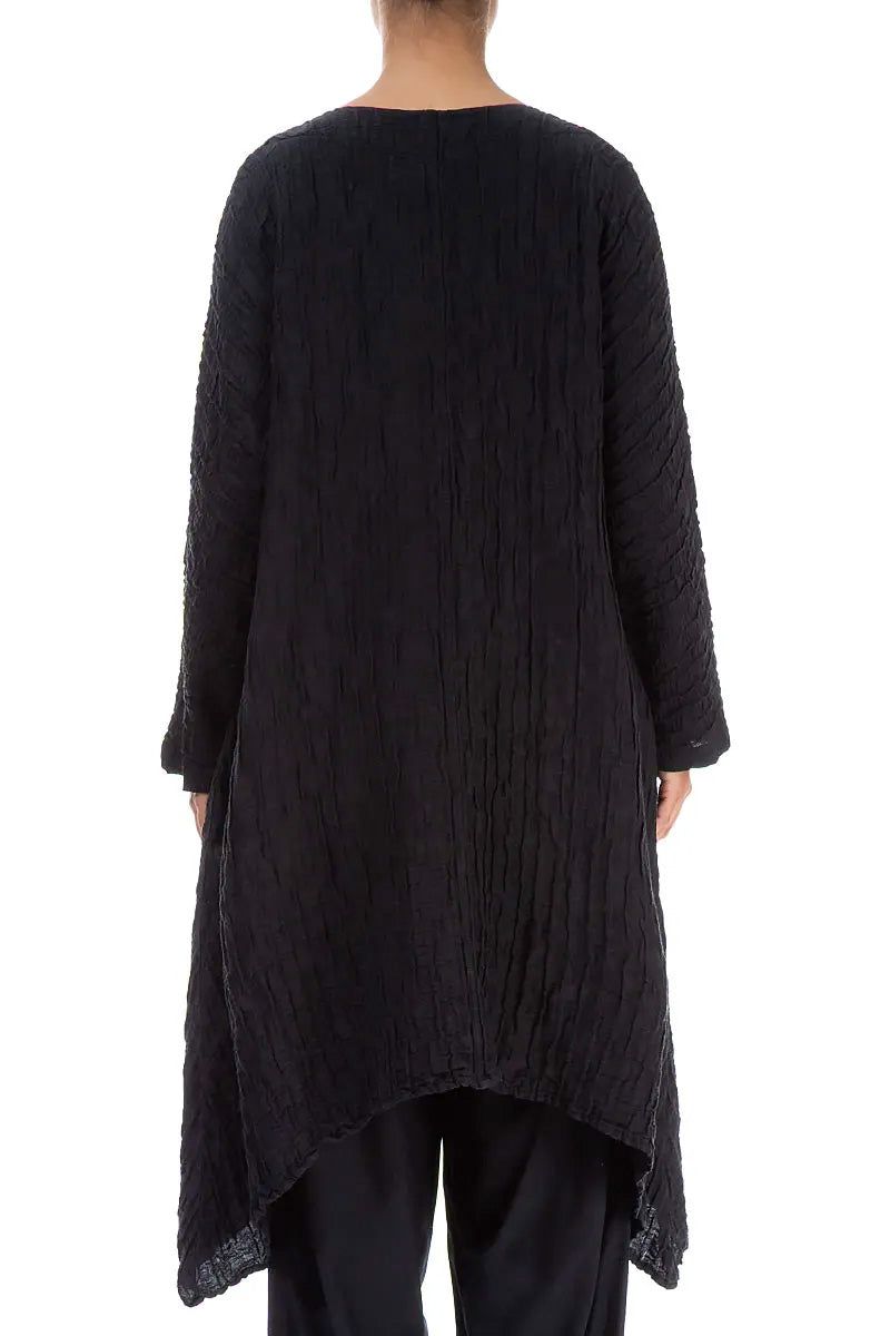 Veste en soie noire froissée à bords tombants