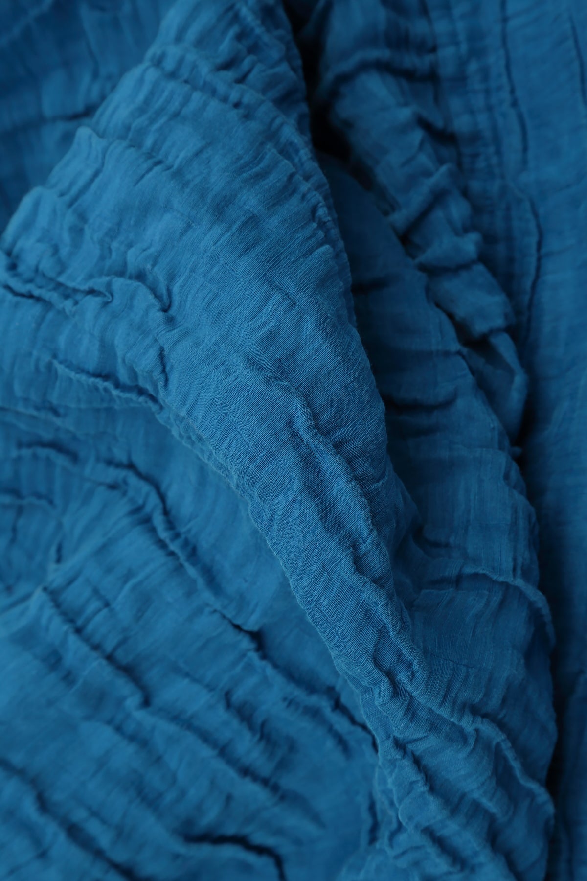 Dropped Edge Crinkled Cobalt Blue Silk Linen Jacket 5